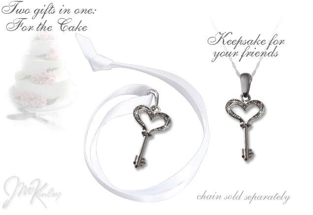 Open heart key wedding cake pendant