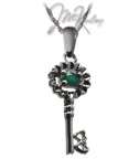 Key with green stone wedding cake pendant