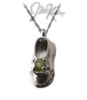 Baby shoe with green stone wedding cake pendant