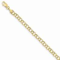 14k gold charm bracelet hollow double link  Measures 7in x 4mm weighs 14g