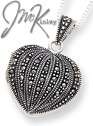 Sterling Silver Marcasite Heart Locket on 18 inch chain neck